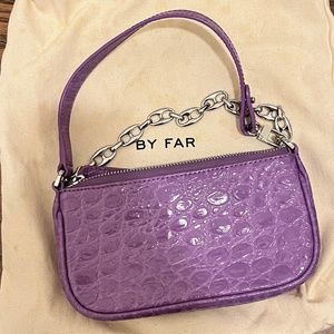 By Far Mini Rachel in Violet Croc Leather